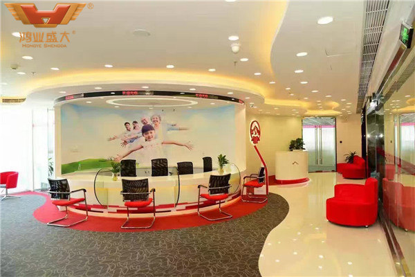 友邦保險(xiǎn)金融辦公家具配套解決方案前臺(tái)辦公桌和接待沙發(fā)款式