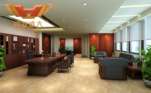 鴻業為用戶設計的董事長室辦公桌椅配套3D效果圖