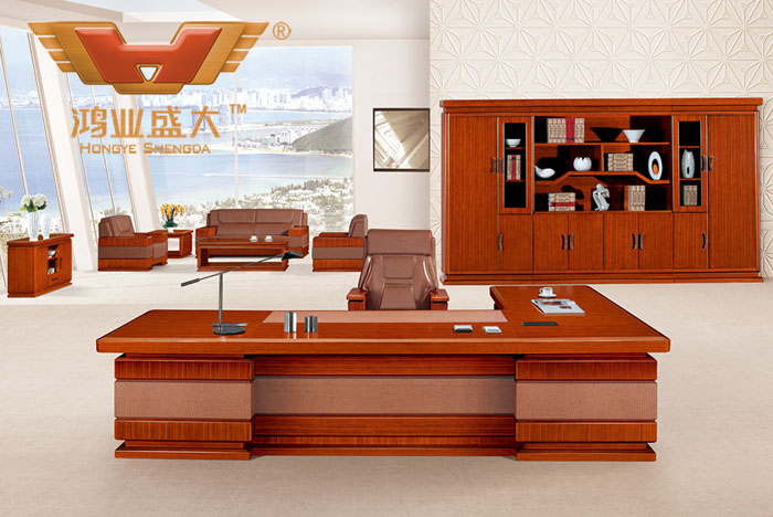 鴻業實木辦公總裁臺