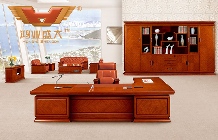 總裁臺 簡易高檔實木辦公桌 現代時尚老板桌HY-D鴻業10號