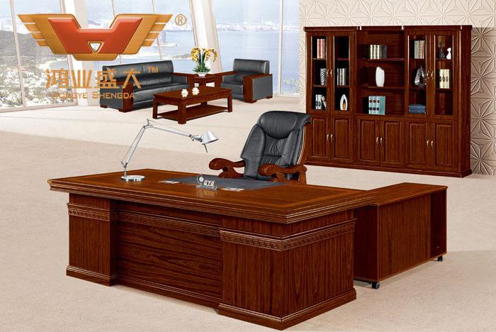 總裁臺 胡桃木辦公家具實木辦公桌 豪華大班臺HY-D2880