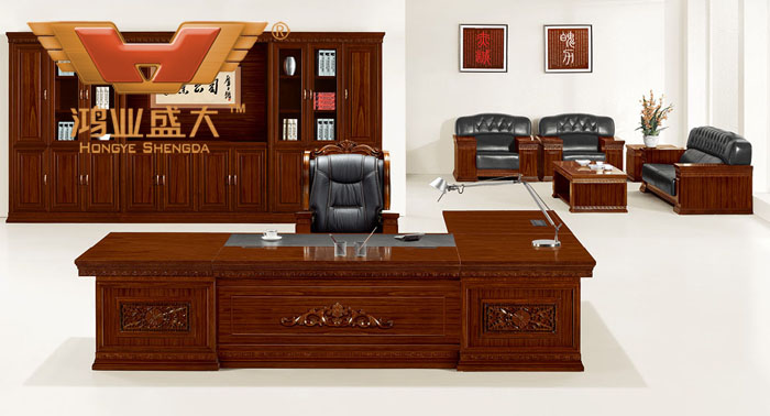 總裁臺 高端實木總裁辦公桌 胡桃木大班臺HY-D1536