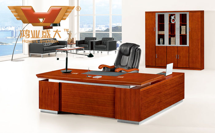 實木辦公桌班臺 貼實木皮油漆老板桌 經理室實木辦公桌HY-D5124